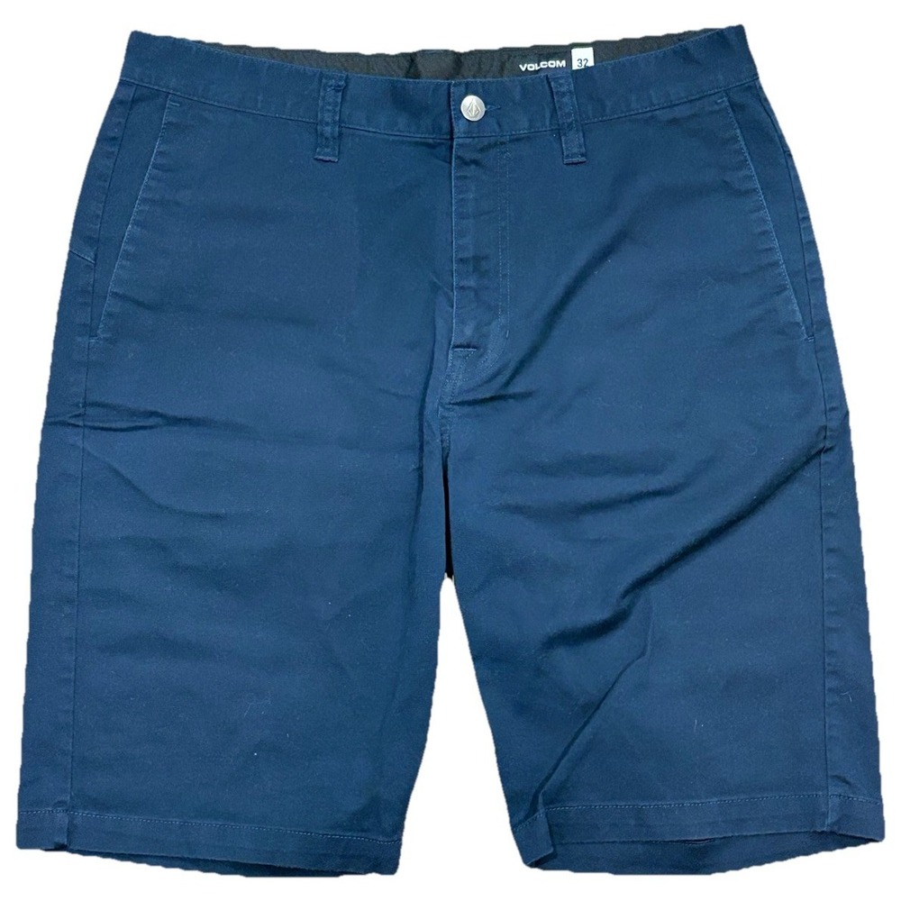 Volcom Men's VMonty Stretch 32 Navy Blue Chino Shorts Preppy Classic Casual